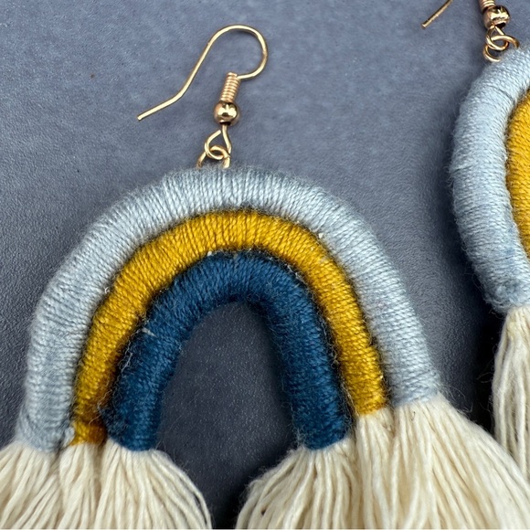 Macrame Colorful Rainbow Tassel Earrings - Picture 9 of 9